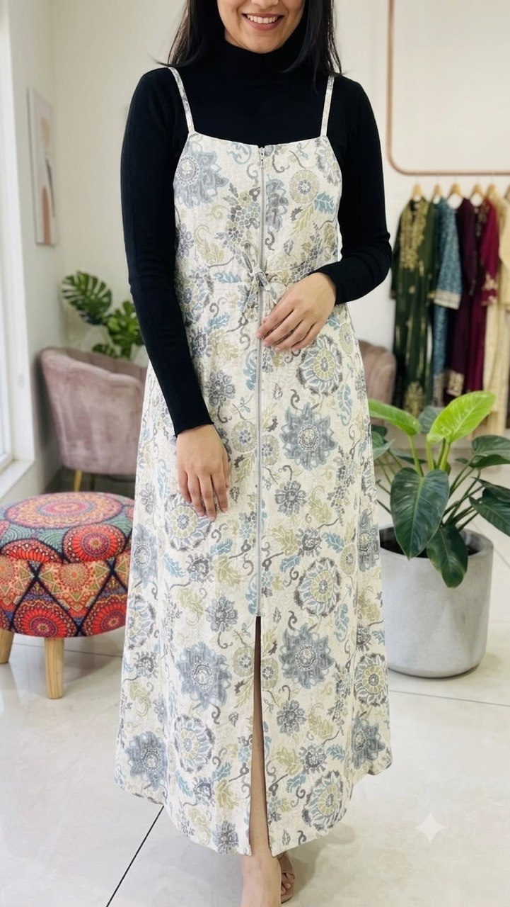 Vintage Bloom Zip-Front Dress