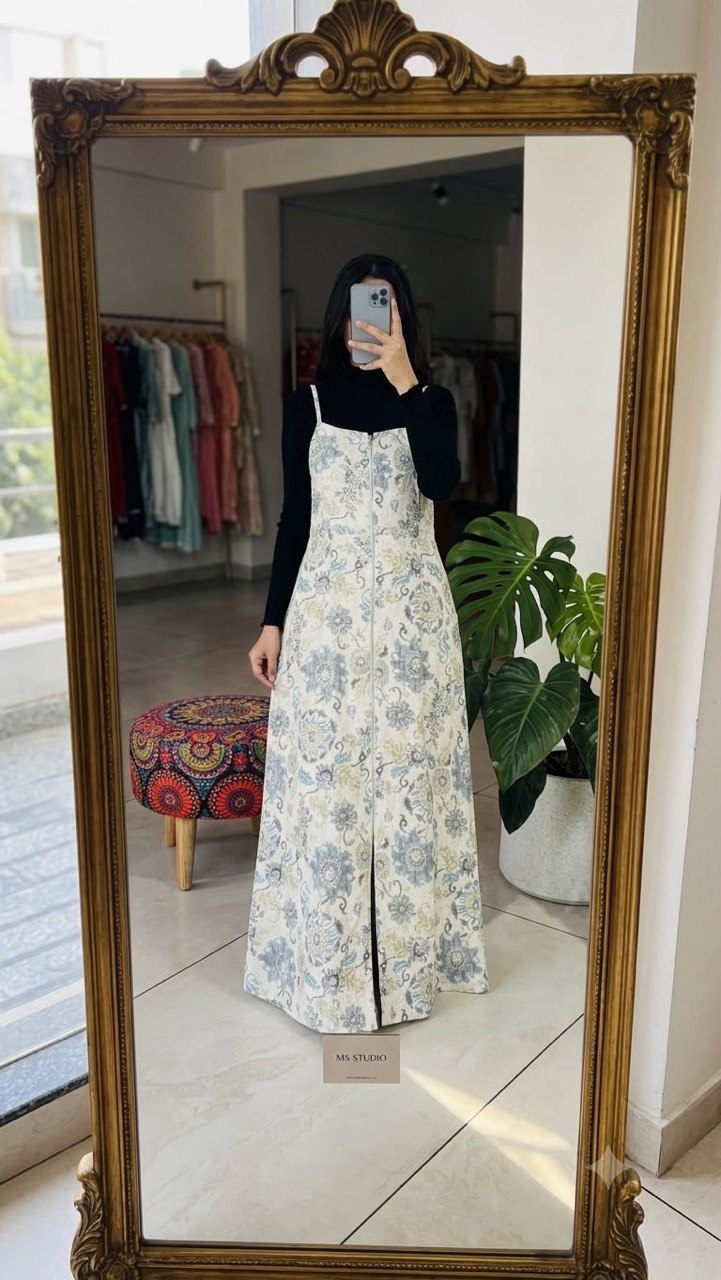 Vintage Bloom Zip-Front Dress