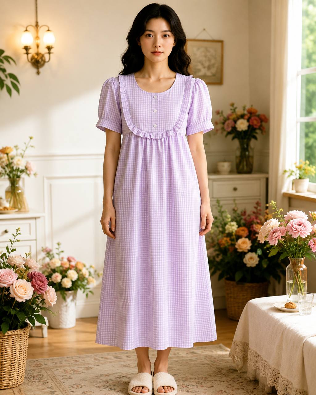 Nesta Check Maxi Gown