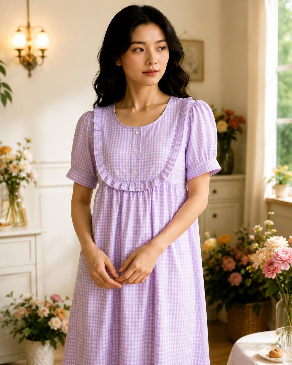 Nesta Check Maxi Gown