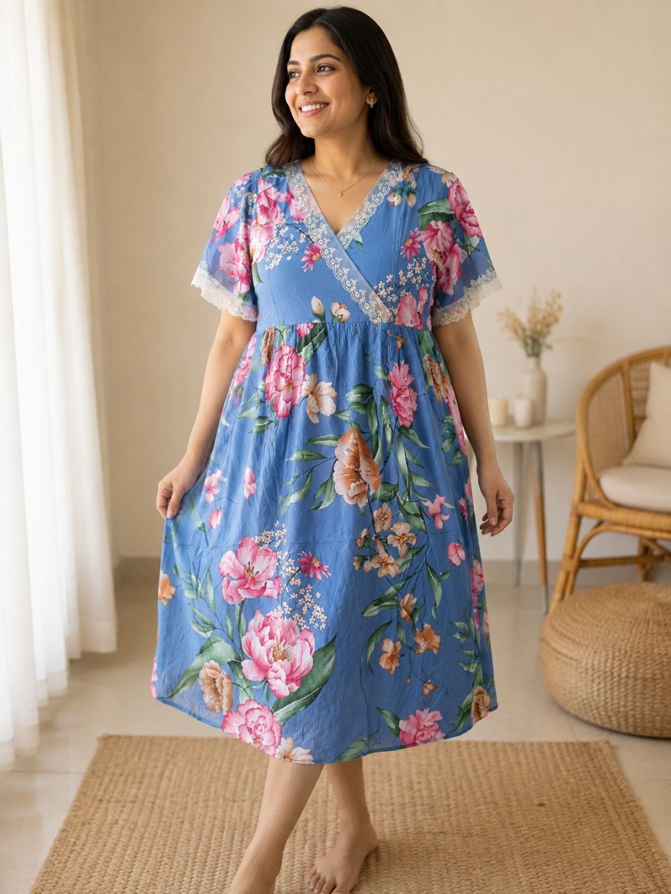 Pretty Bloom Cotton Nighty