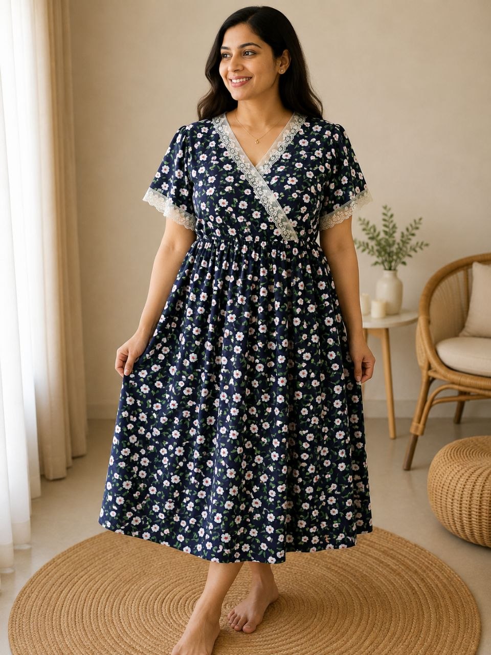 Pretty Bloom Cotton Nighty