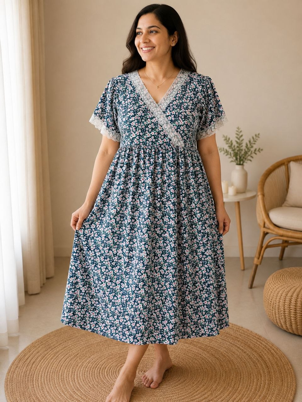 Pretty Bloom Cotton Nighty
