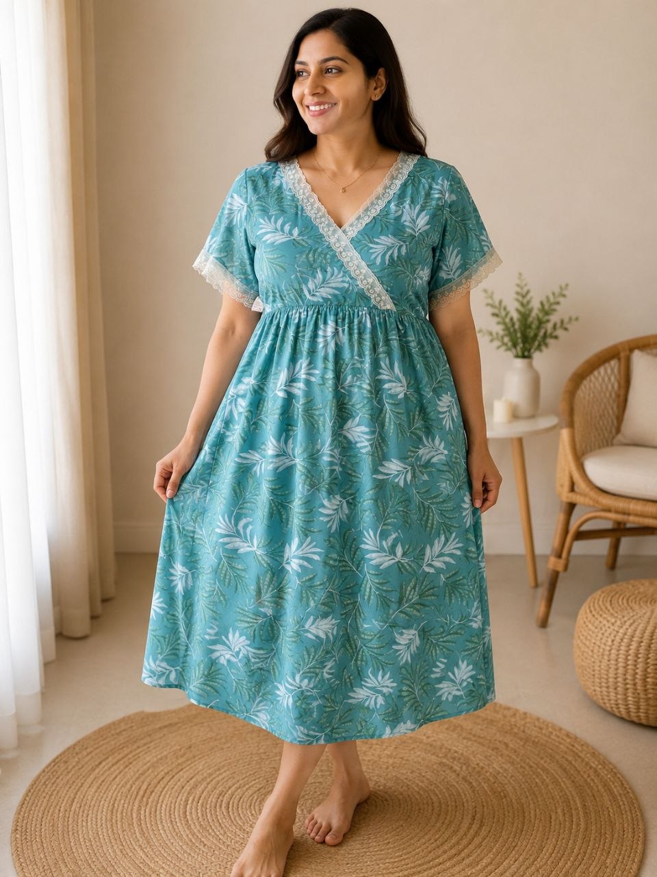 Pretty Bloom Cotton Nighty
