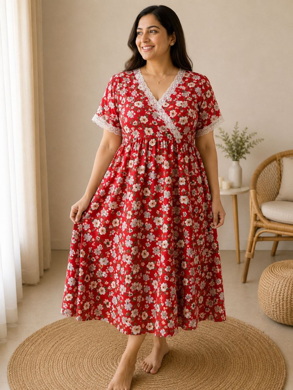 Pretty Bloom Cotton Nighty