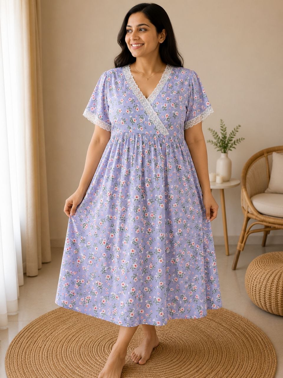 Pretty Bloom Cotton Nighty