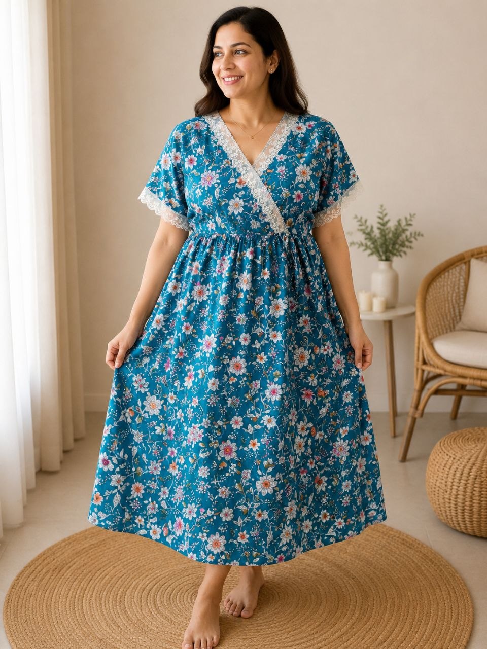 Pretty Bloom Cotton Nighty
