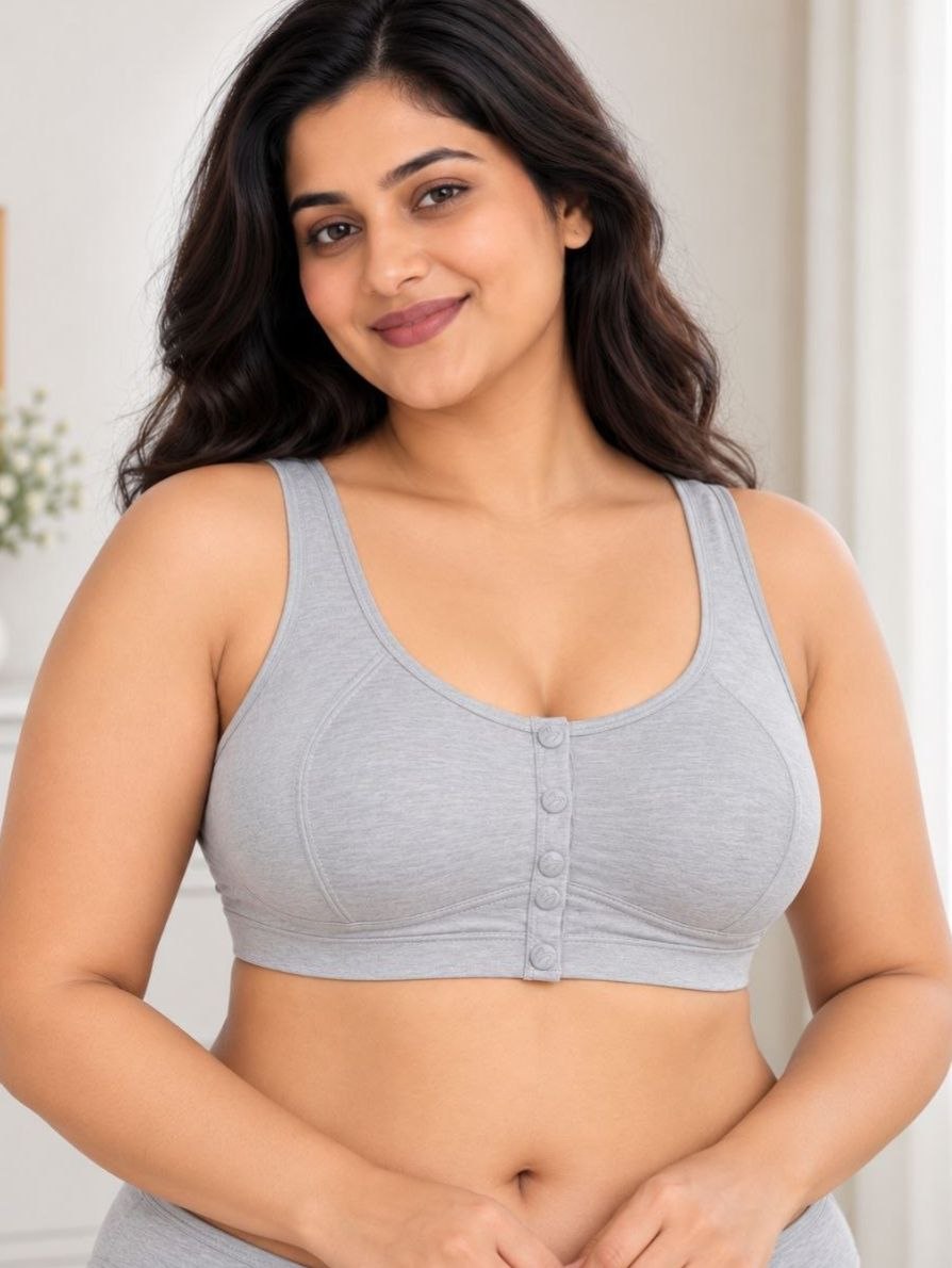 Cotton Front Open Non-padded Sports Bra