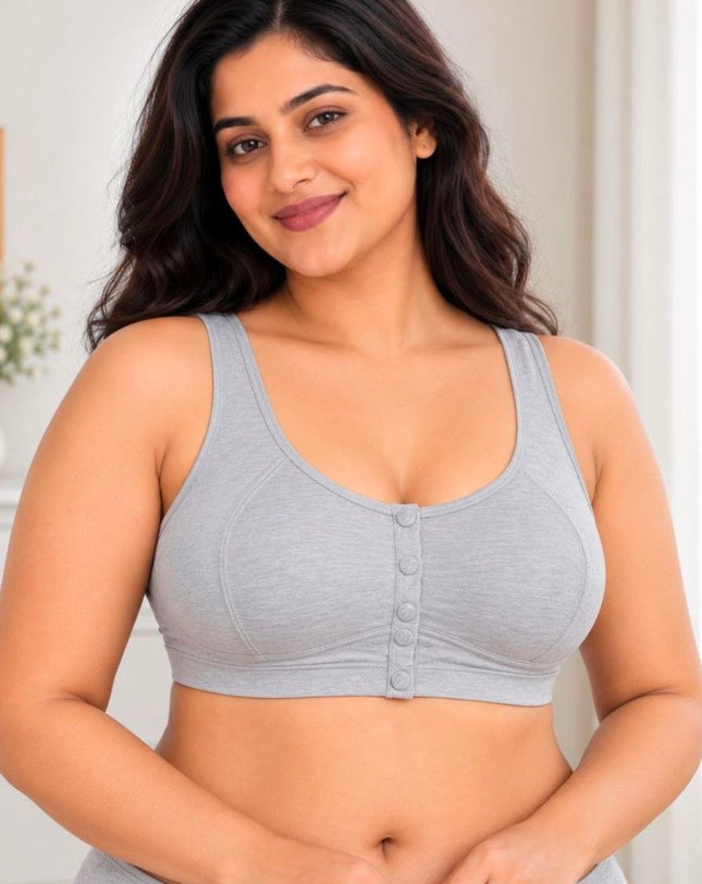 Cotton Front Open Non-padded Sports Bra