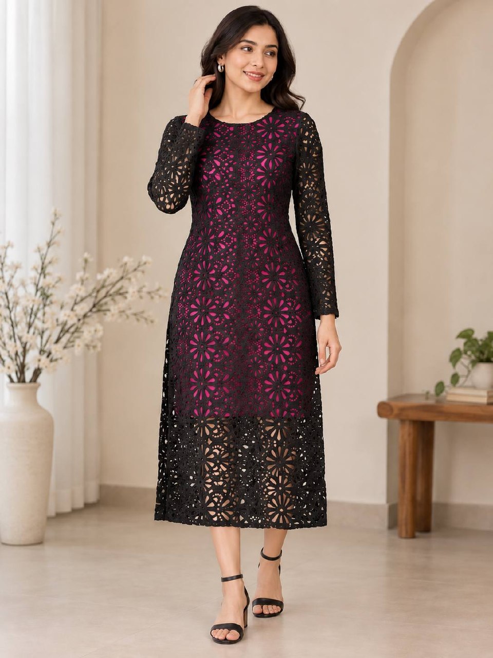 Chic Black Lace Western Wear